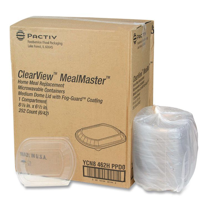 Clearview MealMaster Rectangle Container Dome, 8.12 x 6.5 x 1, Clear, 252/Carton