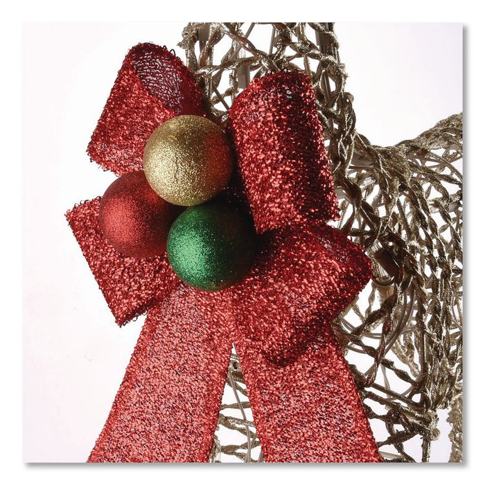 Champagne Glitter Deer Family, AC Powered, Warm White LED Lights, 27" x 8.5" x 60", Champagne