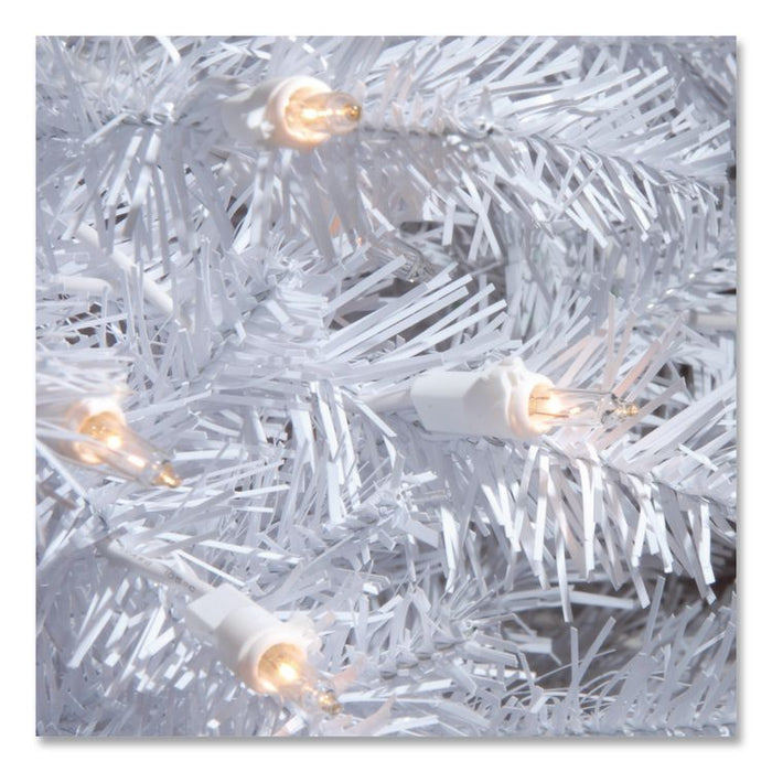 Pre-Lit Dunhill Fir White Tree, 55" x 53" x 78", White Tree, White Tree Stand