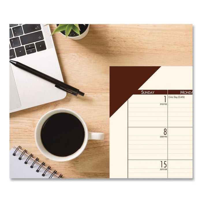 EcoTones Recycled Academic Desk Pad Calendar, 18.5 x 13, Cream Sheets, Brown Corners, 12-Month (Aug to July): 2025 to 2026