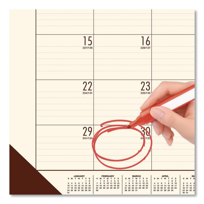 EcoTones Recycled Academic Desk Pad Calendar, 18.5 x 13, Cream Sheets, Brown Corners, 12-Month (Aug to July): 2025 to 2026