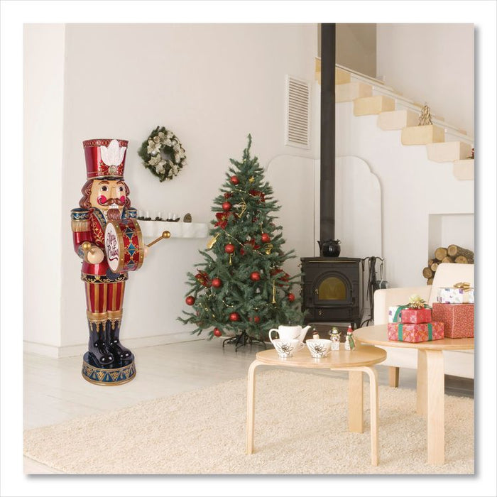 Animated Nutcracker, AC Powered, Blue/Green/Red/Yellow LED Lights, 22.25" x 18" x 58.5", Red