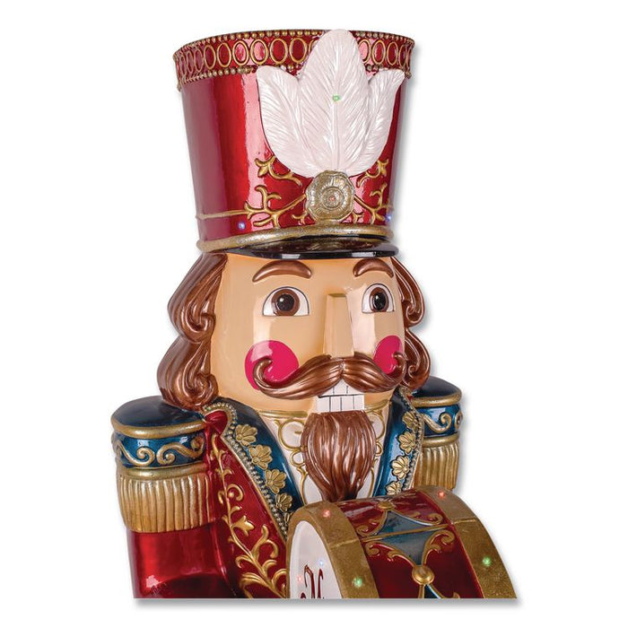 Animated Nutcracker, AC Powered, Blue/Green/Red/Yellow LED Lights, 22.25" x 18" x 58.5", Red