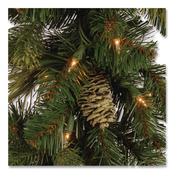 Pre-Lit Carolina Pine Garland, AC Powered, Clear Incandescent Lights, 108" Long, Green
