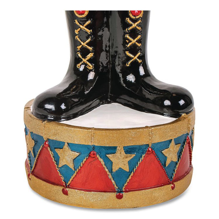 Nutcracker Christmas Decor, AC Powered, Blue/Green/Red/Yellow LED Lights, 10" x 11.37" x 36.5", Red