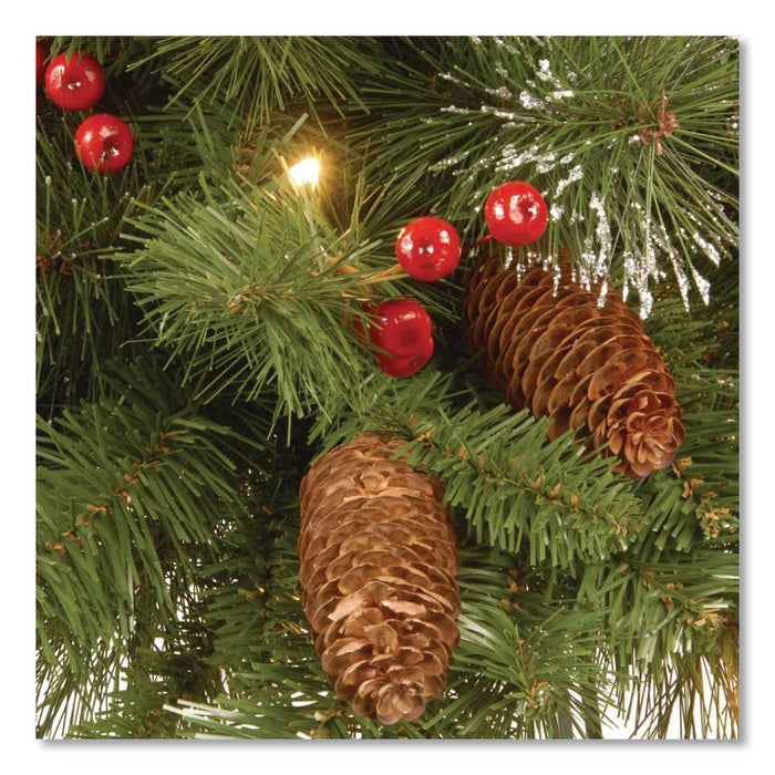 Pre-Lit Crestwood Spruce Wreath, AC Powered, Clear Incandescent Lights, 36" Diameter x 5"h, Green