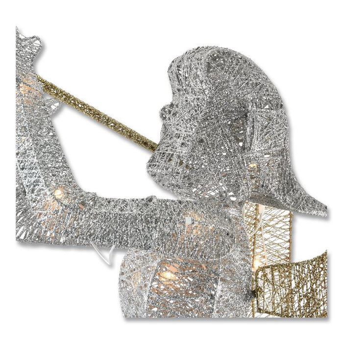 Silver Angel Decor, AC Powered, Cool White LED Lights, 24" x 30 "x 48", Silver