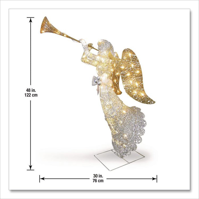 Silver Angel Decor, AC Powered, Cool White LED Lights, 24" x 30 "x 48", Silver