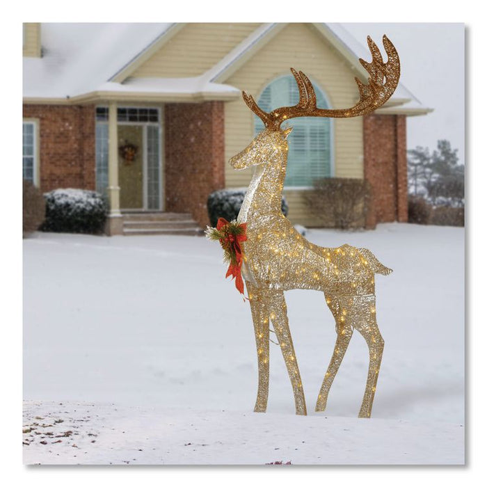 Pre-Lit Crystal Champagne Standing Buck, AC Powered, Warm White LED Lights, 9" x 26" x 55", Assorted Colors