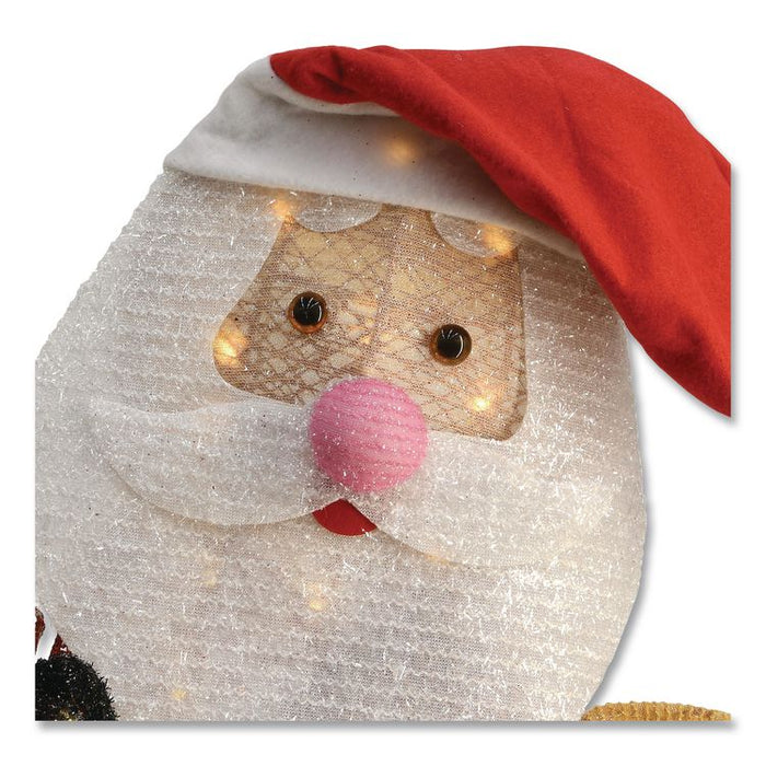 Santa and Reindeer, AC Powered, Warm White LED Lights, 11.25" x 30.75" x 33.5", Champagne