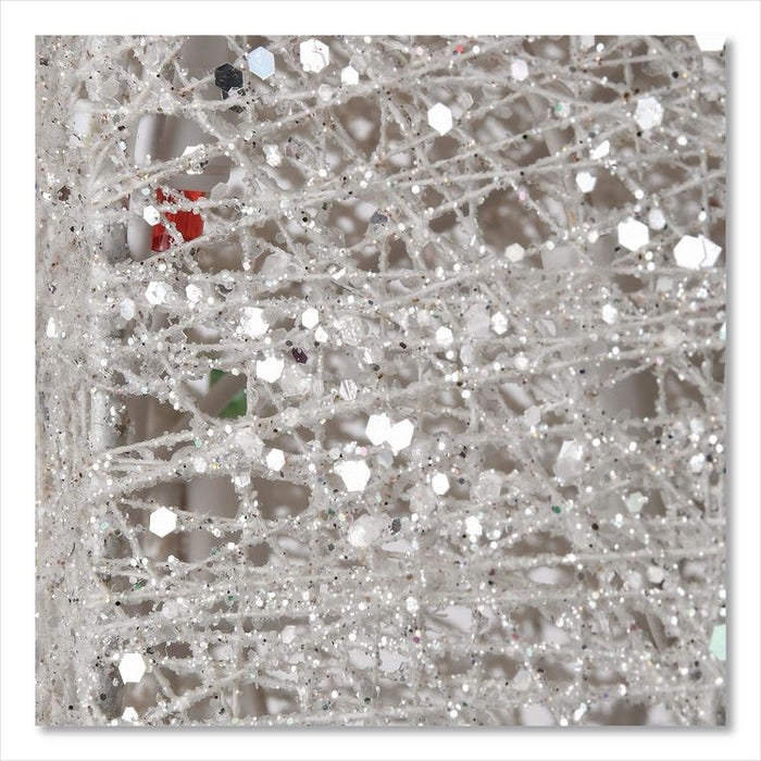 Trumpeting White Angel, AC Powered, Blue/Green/Red/Yellow LED Lights, 18" x 33" x 60", White