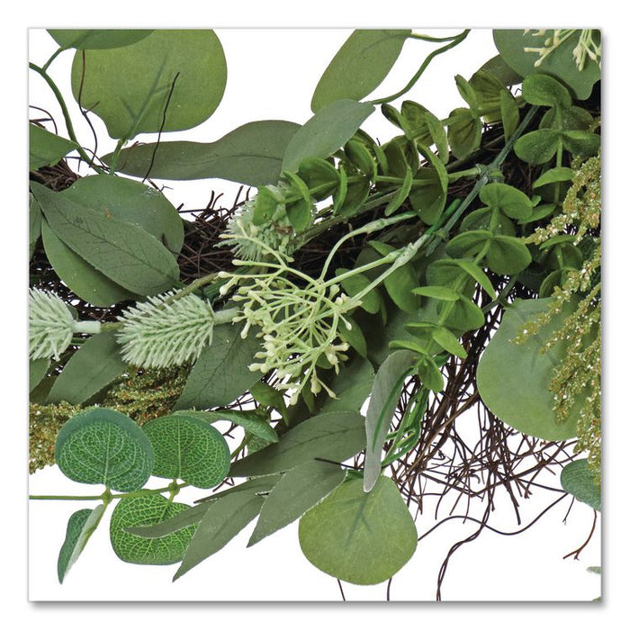 Eucalyptus and Baby's Breath Spring Wreath, 22" Diameter x 5" h, Green