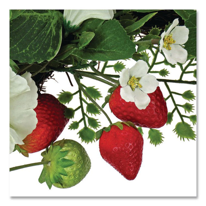 Petunia and Strawberry Wreath,  22" Diameter x 5"h, White