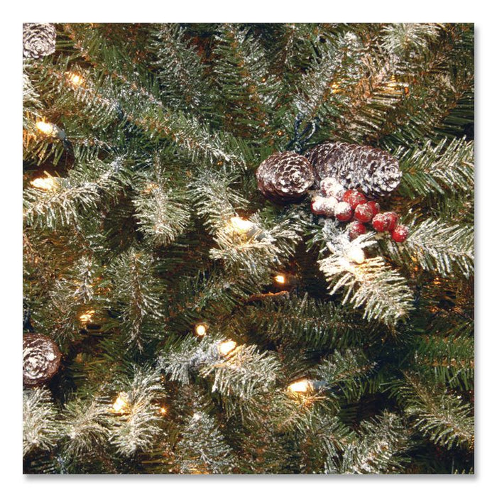 Pre-Lit Dunhill Fir Snowy Tree, 53" x 53" x 78", Green Tree, Green Tree Stand