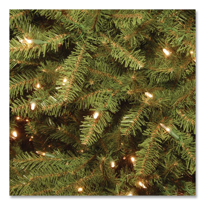 Pre-Lit Dunhill Fir Tree with PowerConnect, Dual Color Lights, 52" x 52" x 84", Green Tree, Green Tree Stand