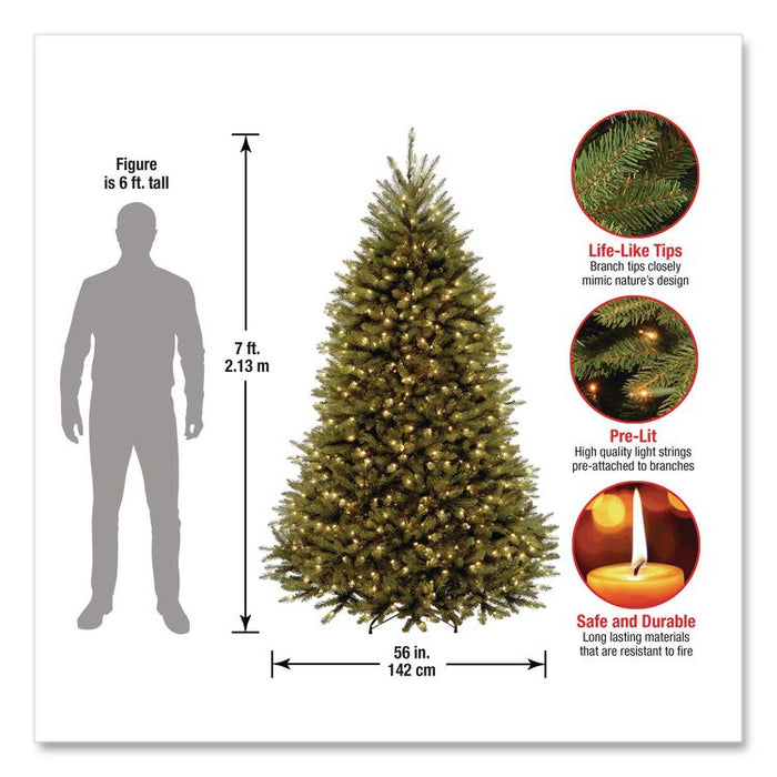 Pre-Lit Dunhill Fir Tree with PowerConnect, Clear Lights, 52" x 52" x 84", Green Tree, Green Tree Stand