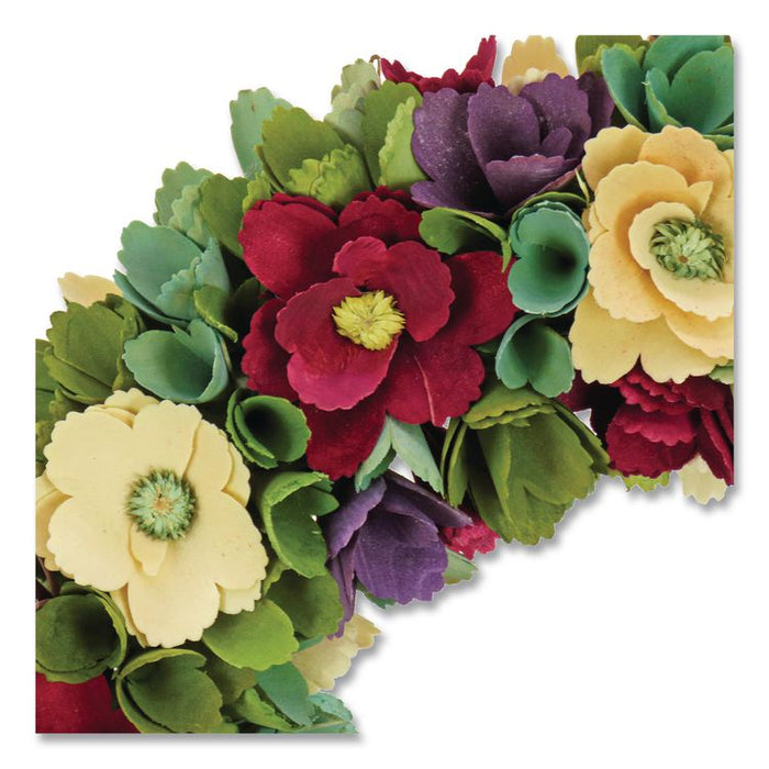 Red and Cream Floral Wreath, 18" x 18" x 3.93", Red