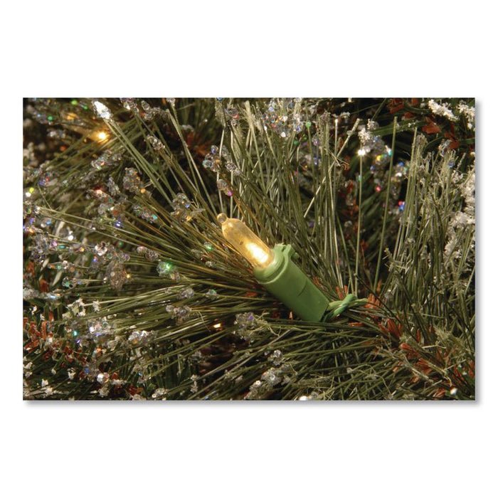 Pre-Lit Glittery Bristle Pine Garland, AC Powered, Clear Incandescent Lights, 108" Long, Green
