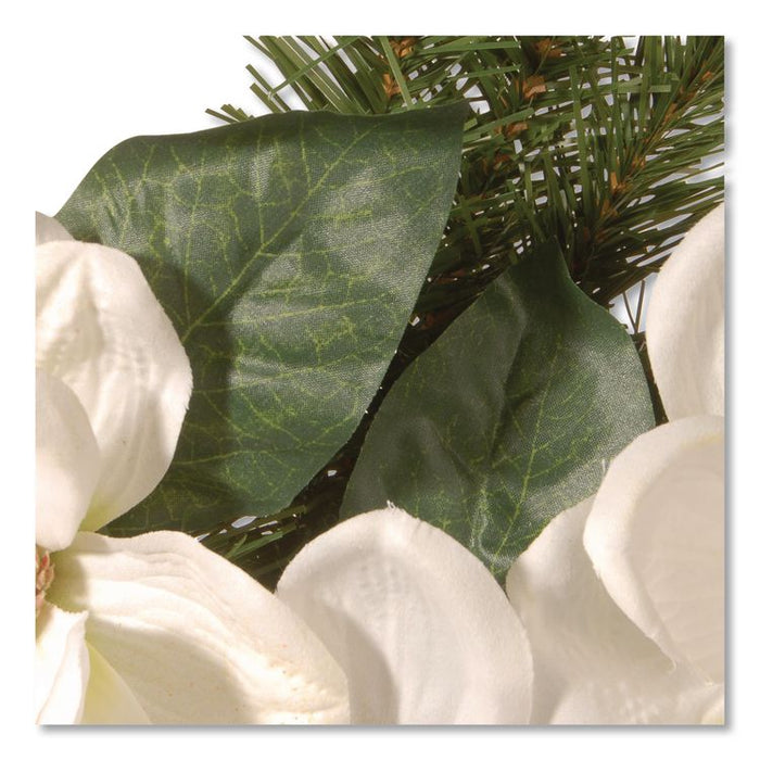 North Valley Spruce Magnolia Wreath, 24" Diameter x 3.5"h, White