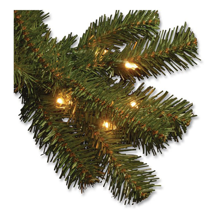 Pre-Lit North Valley Spruce Tree, Clear Lights, 42" x 42" x 78", Green Tree, Green Tree Stand