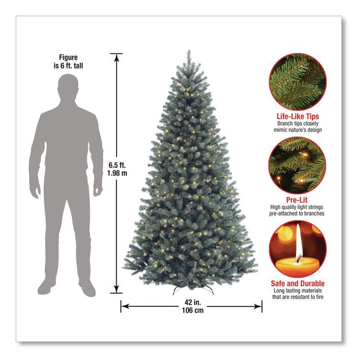 Pre-Lit North Valley Spruce Blue Tree, 42" x 42" x 78", Blue Tree, Green Tree Stand