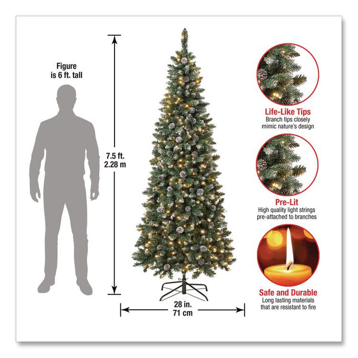 Pre-Lit Oakley Hills Slim Tree, 31" x 31" x 90", Green Tree, Green Tree Stand