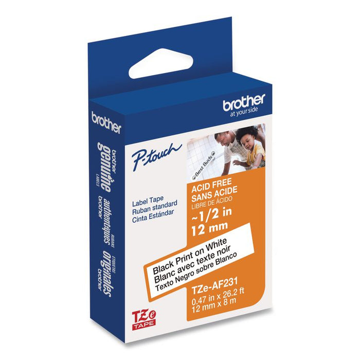 TZ Photo-Safe Tape Cartridge for P-Touch Labelers, 0.47" x 26.2 ft, Black on White