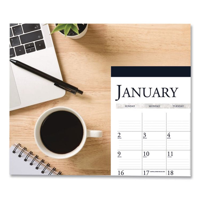 Recycled Two-Color Monthly Desk Pad Calendar with Notes Section, 22 x 17, Blue Binding/Corners, 12-Month (Jan-Dec): 2026