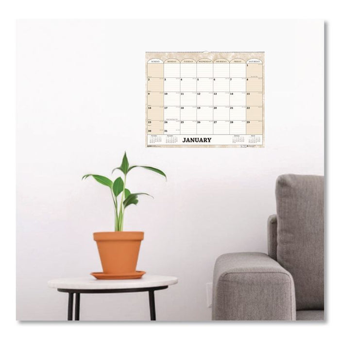 Recycled Monthly Horizontal Wall Calendar, Marble Stone Artwork, 14.88 x 12, White/Sand Sheets, 12-Month (Jan to Dec): 2026