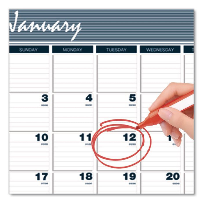 Bar Harbor Recycled Wirebound 3-Months-per-Page Wall Calendar, 15.5 x 22, White/Blue/Gray, 14-Month: Dec 2025 to Jan 2027