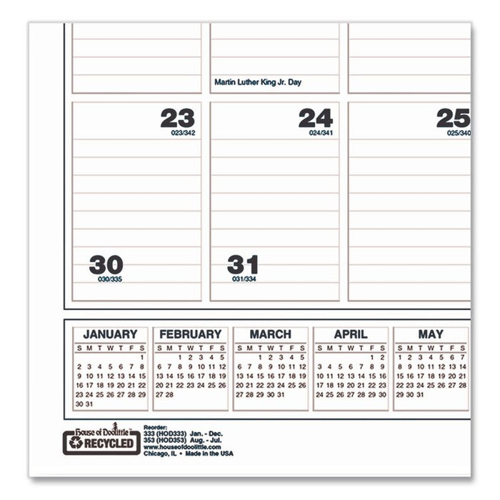 Academic Year Bar Harbor Recycled Wirebound Monthly Wall Calendar, 15.5 x 22, White/Blue Sheets, 12-Month(Aug-July):2025-2026