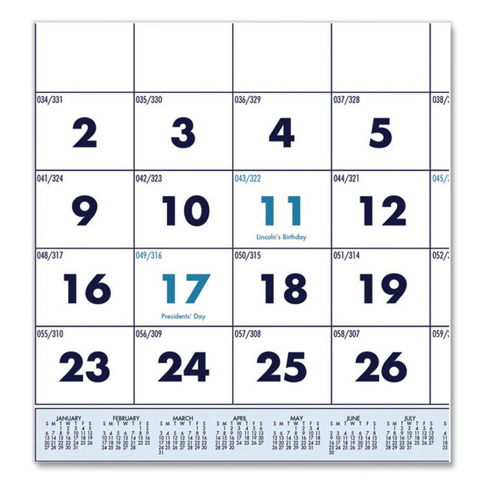 Recycled Three-Month Format Wall Calendar, Vertical Orientation, 8 x 17, White Sheets, 14-Month: Dec 2025 to Jan 2027