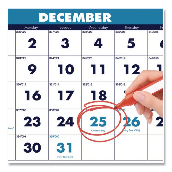 Recycled Three-Month Format Wall Calendar, Vertical Orientation, 8 x 17, White Sheets, 14-Month: Dec 2025 to Jan 2027