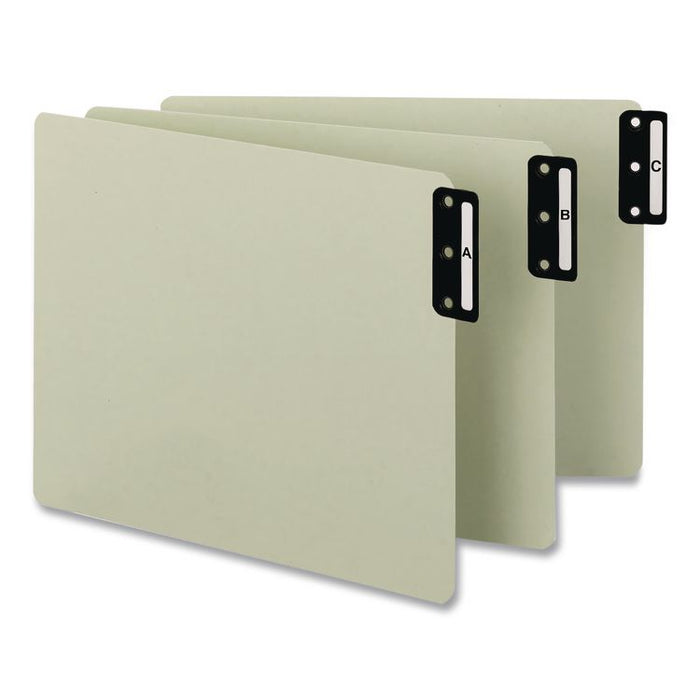 100% Recycled End Tab Pressboard Guides with Metal Tabs, 1/3-Cut End Tab, Blank, 8.5 x 14, Green, 50/Box