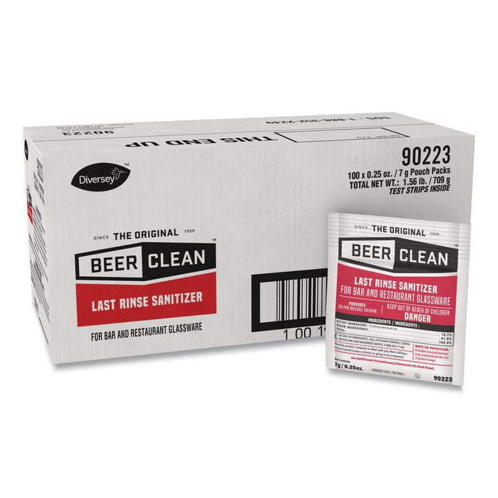 Beer Clean Last Rinse Glass Sanitizer, Unscented, Powder, 0.25 oz Pack, 100/Carton