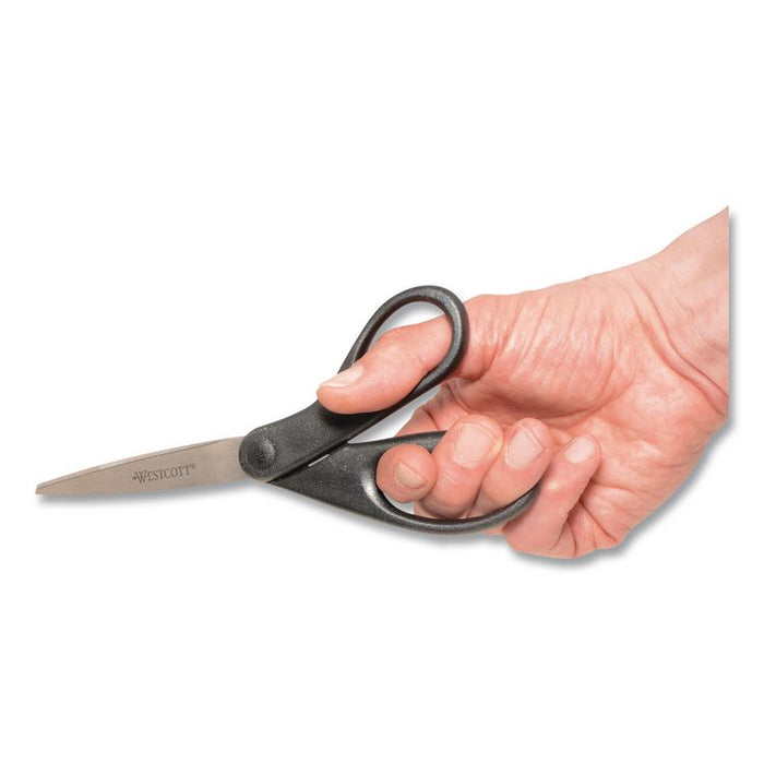 Design Line Straight Stainless Steel Scissors, 8" Long, 3.13" Cut Length, Straight Black Handle