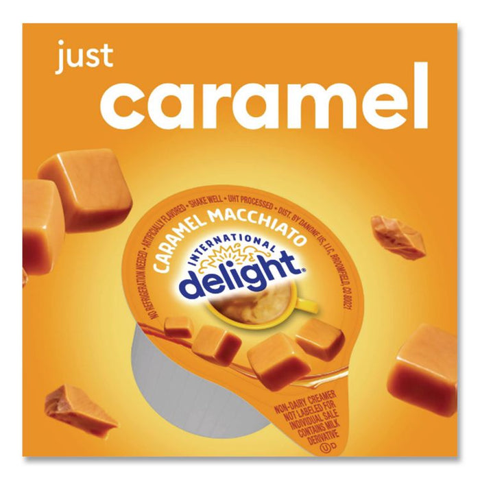 Flavored Liquid Non-Dairy Coffee Creamer, Caramel Macchiato, 0.5 oz Mini Cups, 24/Box
