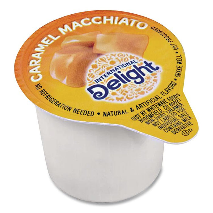 Flavored Liquid Non-Dairy Coffee Creamer, Caramel Macchiato, 0.5 oz Mini Cups, 24/Box