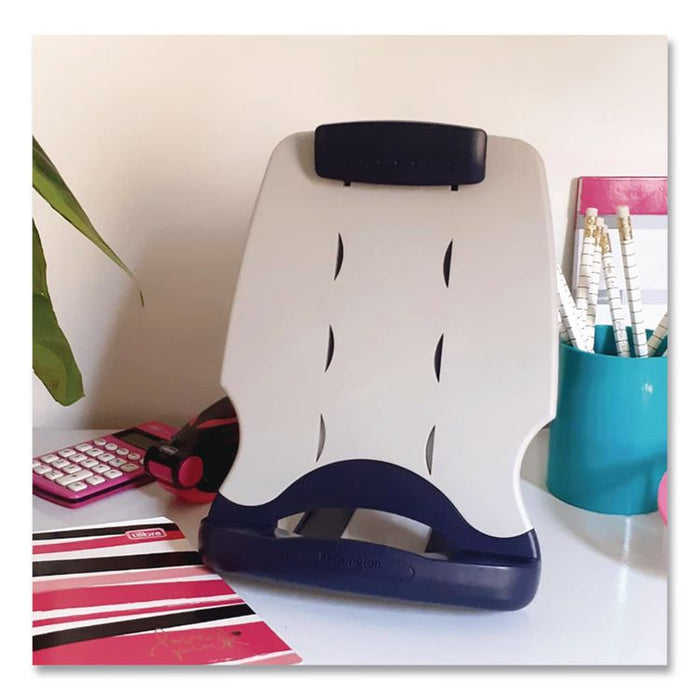InSight Adjustable Book/Copyholder, Holds Up to 50 Legal Size Sheets, Metal, Midnight Blue/Gray
