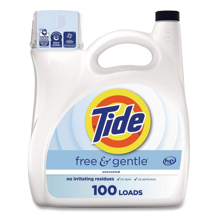 Free and Gentle Liquid Laundry Detergent, HE Compatible, 100 Loads, 132 oz Bottle, 4/Carton