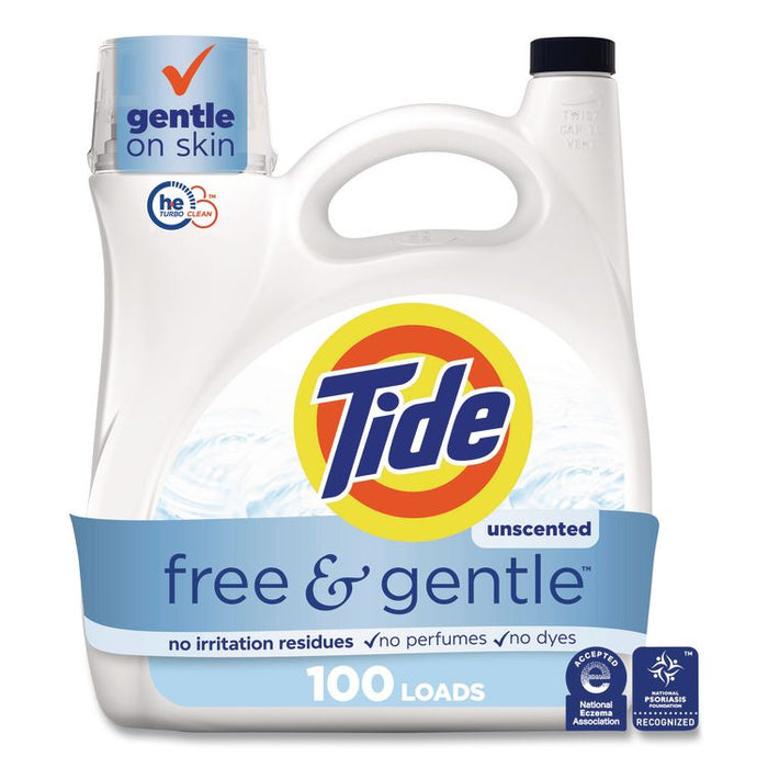 Free and Gentle Liquid Laundry Detergent, HE Compatible, 100 Loads, 132 oz Bottle, 4/Carton