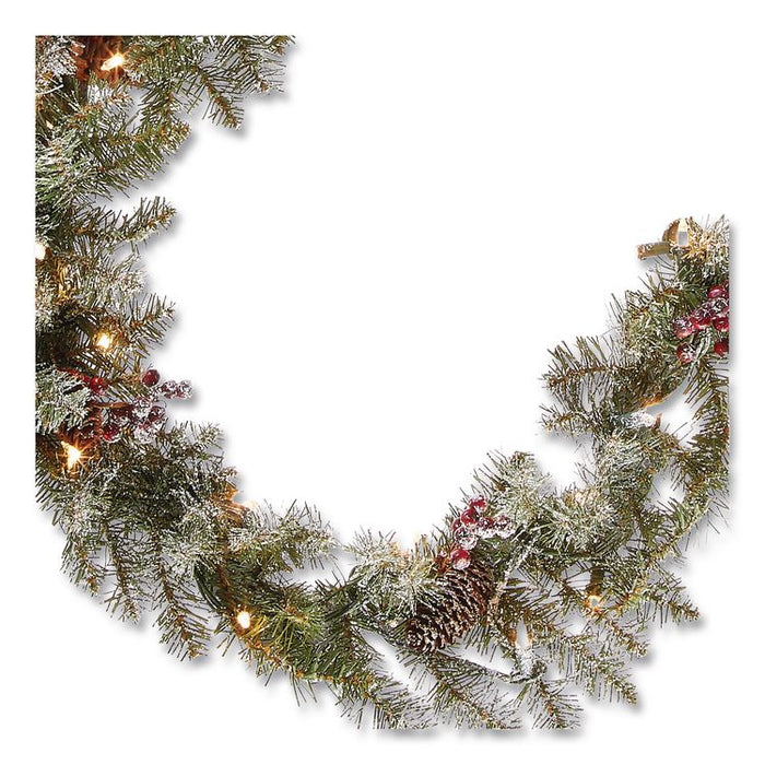 Pre-Lit Dunhill Fir Garland, AC Powered, Clear Incandescent Lights, 108" Long, Green