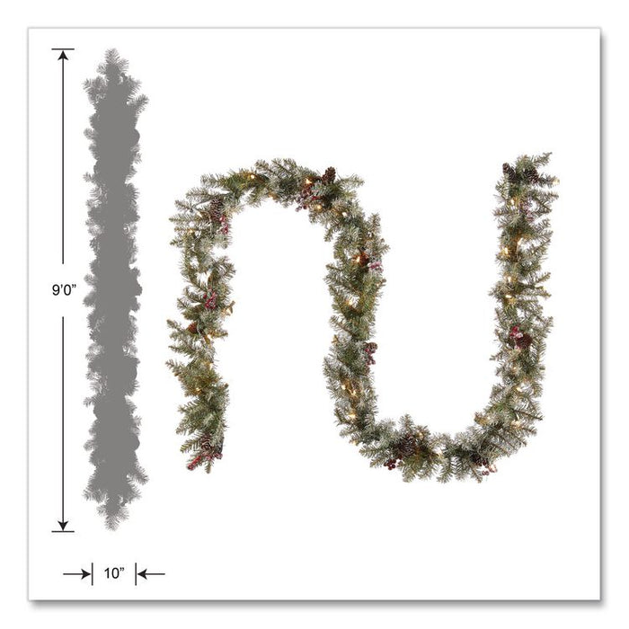 Pre-Lit Dunhill Fir Garland, AC Powered, Clear Incandescent Lights, 108" Long, Green