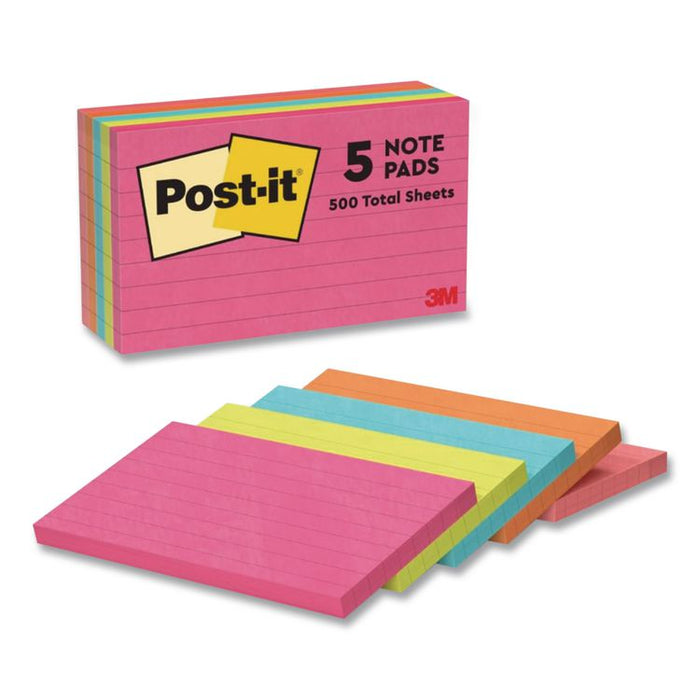 Original Pads in Poptimistic Collection Colors, Note Ruled, 3" x 5", 100 Sheets/Pad, 5 Pads/Pack