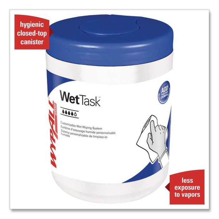 WetTask System Prep Wipers for Bleach/Disinfectants/Sanitizers Hygienic Enclosed System Refills, w/Canister, 55/RL,12 Roll/CT