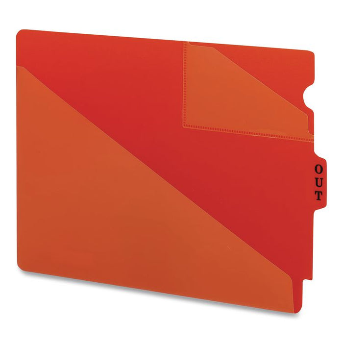 Poly Out Guide, Two-Pocket Style, 1/5-Cut Top Tab, Out, 8.5 x 11, Red, 50/Box