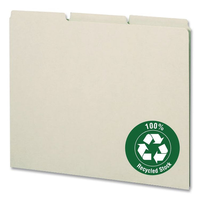 Recycled Blank Top Tab File Guides, 1/3-Cut Top Tab, Blank, 8.5 x 14, Green, 50/Box