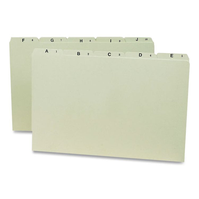 Alphabetic Top Tab Indexed File Guide Set, 1/5-Cut Top Tab, A to Z, 8.5 x 14, Green, 25/Set