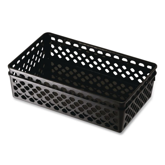 Recycled Supply Basket, Plastic, 10.06 x 6.13 x 2.38, Black, 2/Pack