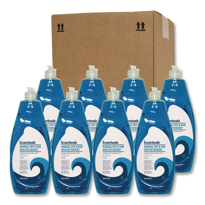 Manual Pot and Pan Dish Detergent, Fresh Breeze Scent, 38 oz Bottle, 8/Carton